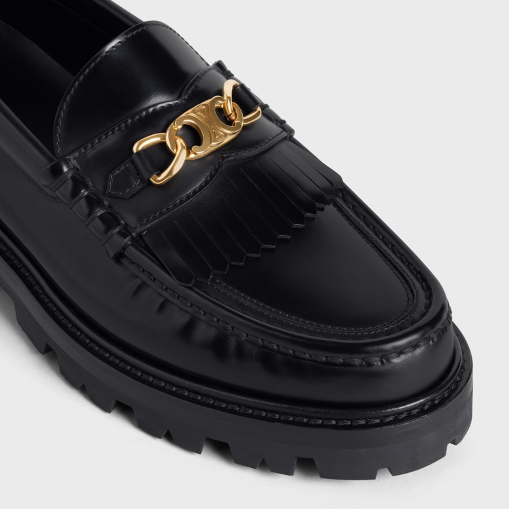 CELINE MARGARET LOAFER WITH TRIOMPHE CHAIN IN POLISHED BULL SIZE 39